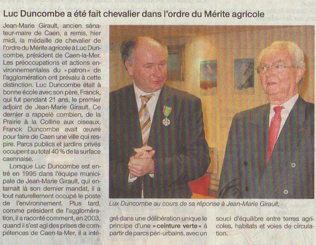 Luc DUNCOMBE reçoit le mérite agricole par Jean-Marie GIRAULT