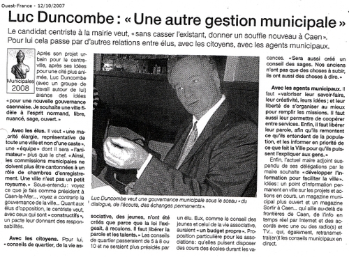 Luc Duncombe : Une autre gestion municipale