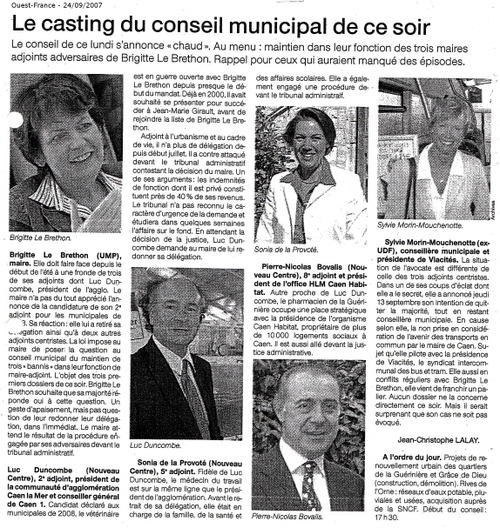 Le conseil municipal du 24 septembre 2007